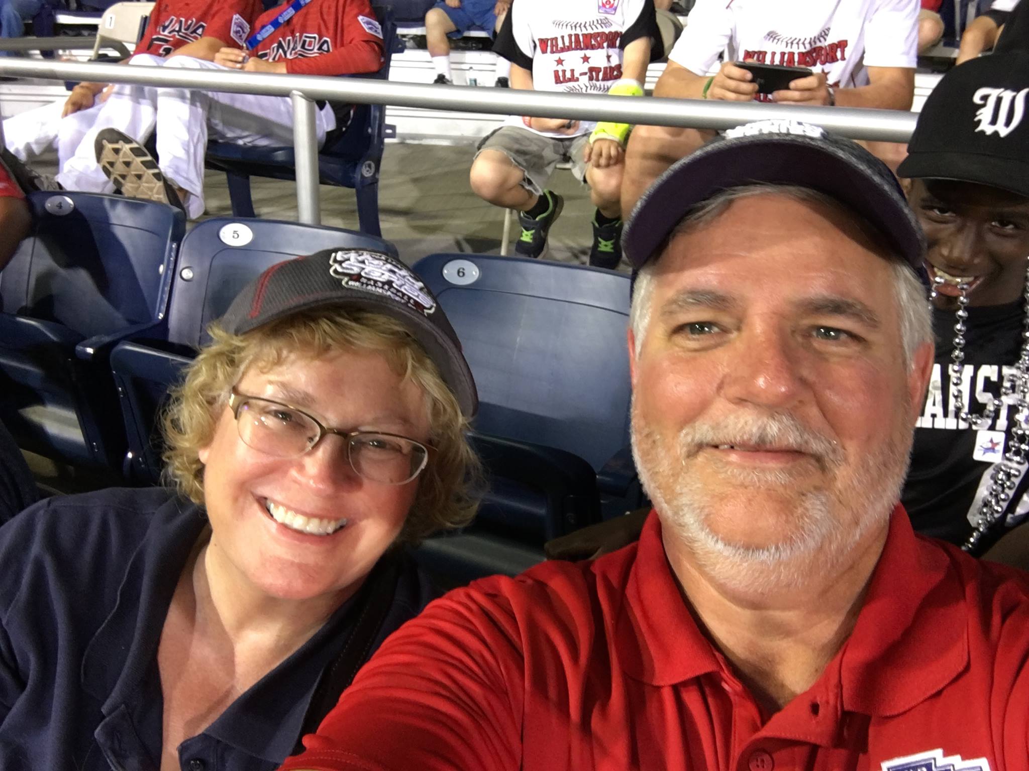 Cardinals-Pirates. And a photobomb from a Williamsport Area Little Leaguer. — with Robin Van Auken at BB&T Ballpark at Historic Bowman Field.